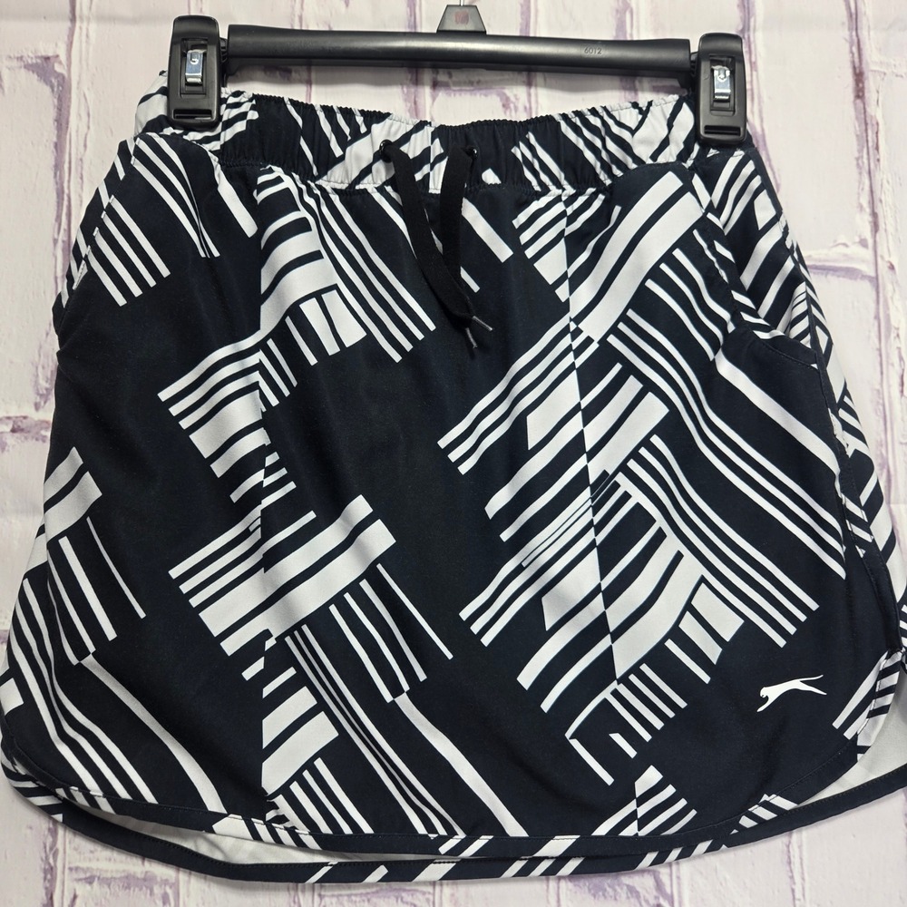 Slazenger Golf Skort Womens XS Black White Geometric Print Athletic Skirt Tennis
